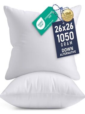 Utopia Bedding 26x26 Pillow Inserts, Set of 2, White